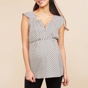 Motherhood Flutter Cap Sleeve Maternity Blouse L